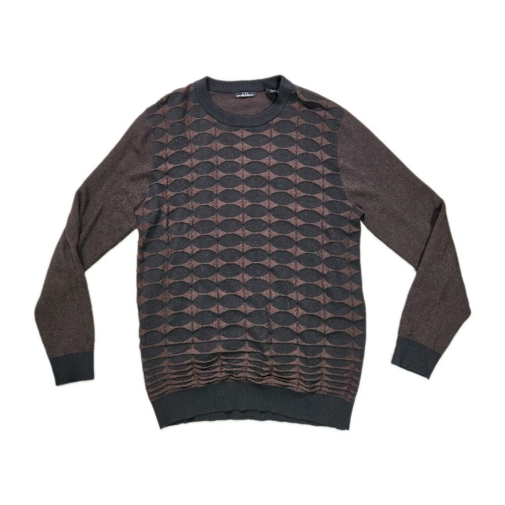 Parc 81 Geometric Sweater Brown Black Wool Cashmere Blend Knit Mens XL EUC